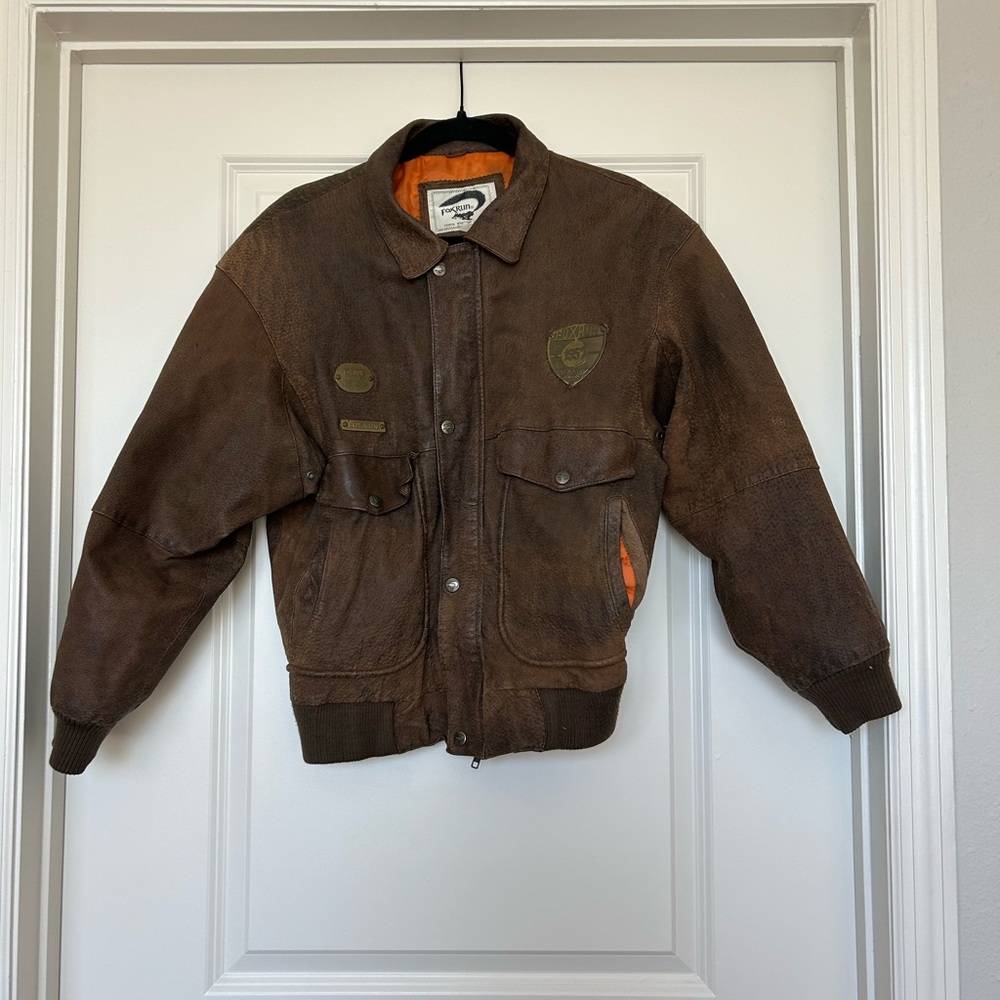 Brown Leather Military Field Jacket